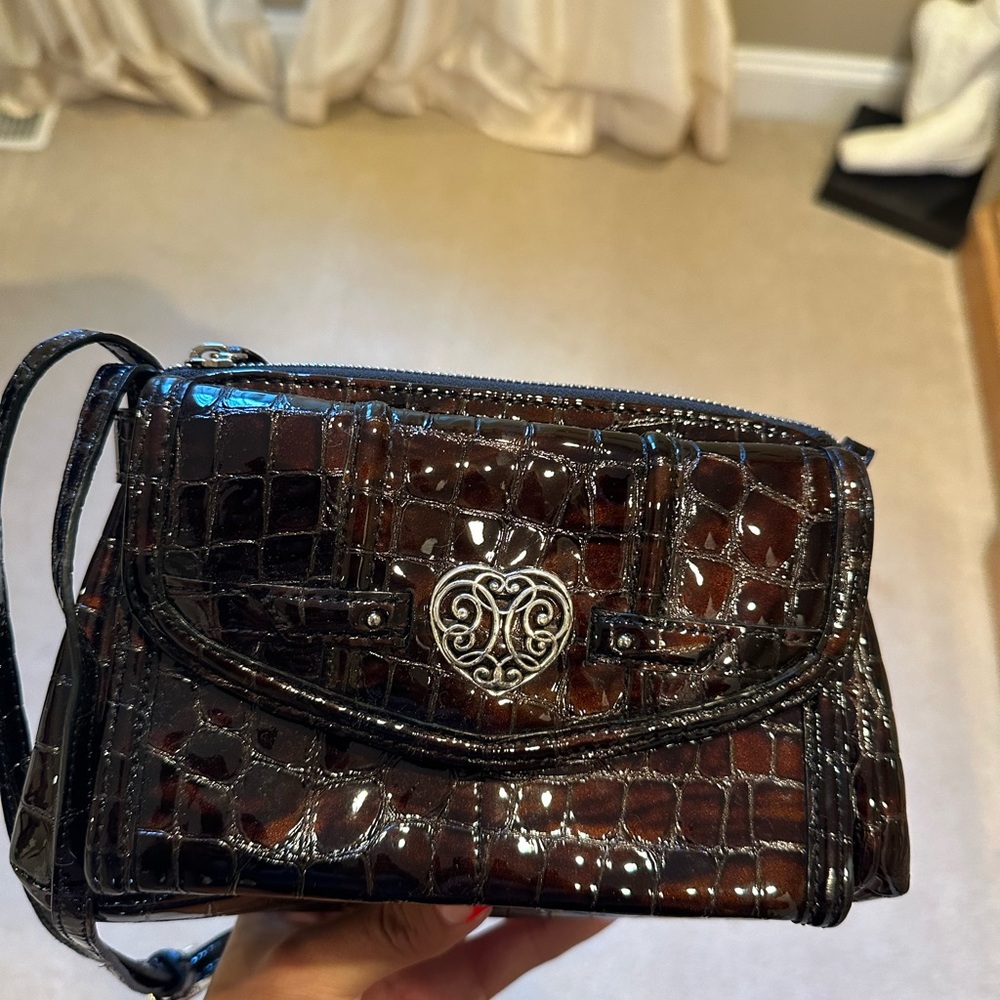 Brown leather heart purse